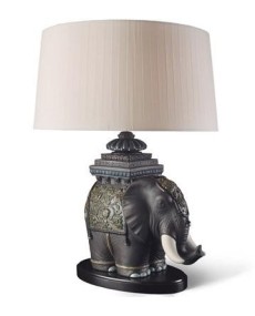 Lladro Siamese Elephant Lamp - Porcelain Décor