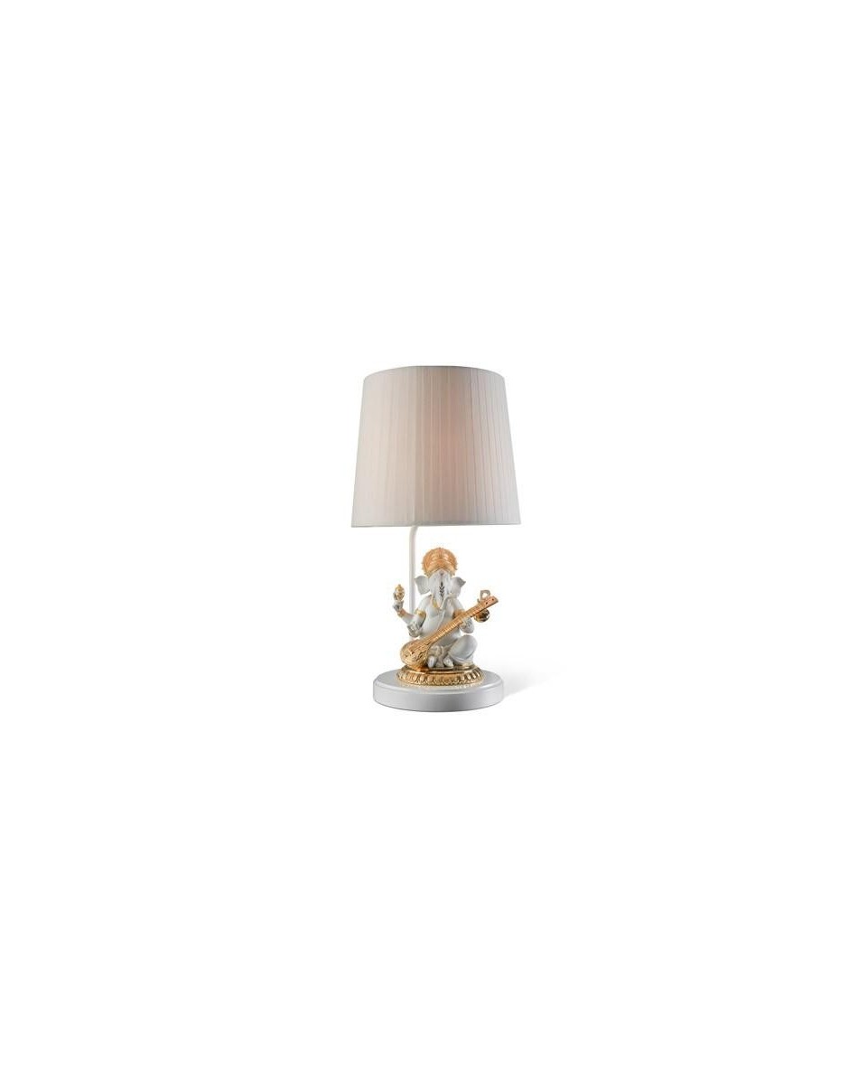 Lladro Ganesha Veena Lamp: Porcelain Figurine