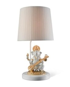 Lladro Ganesha Veena Lamp: Porcelain Figurine