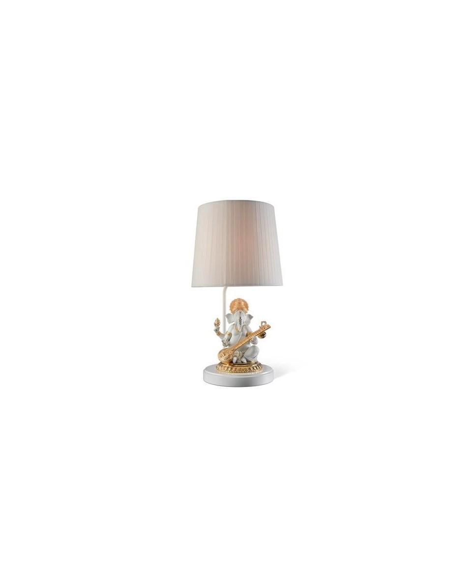 Lladro Ganesha Veena Lamp: Porcelain Figurine