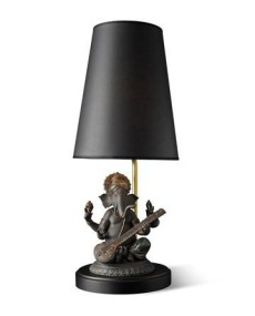 Lladro Veena Ganesha Black Lamp - Porcelain