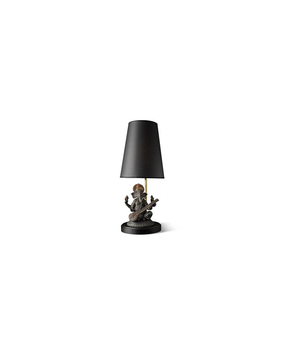 Lladro Veena Ganesha Black Lamp - Porcelain