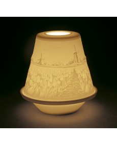 Lladro Porcelain Lithoph Votive Light - Tulips in Spring