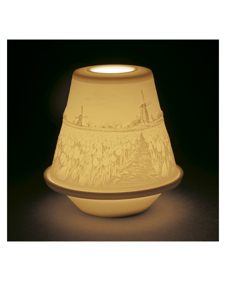 Lladro Porcelain Lithoph Votive Light - Tulips in Spring