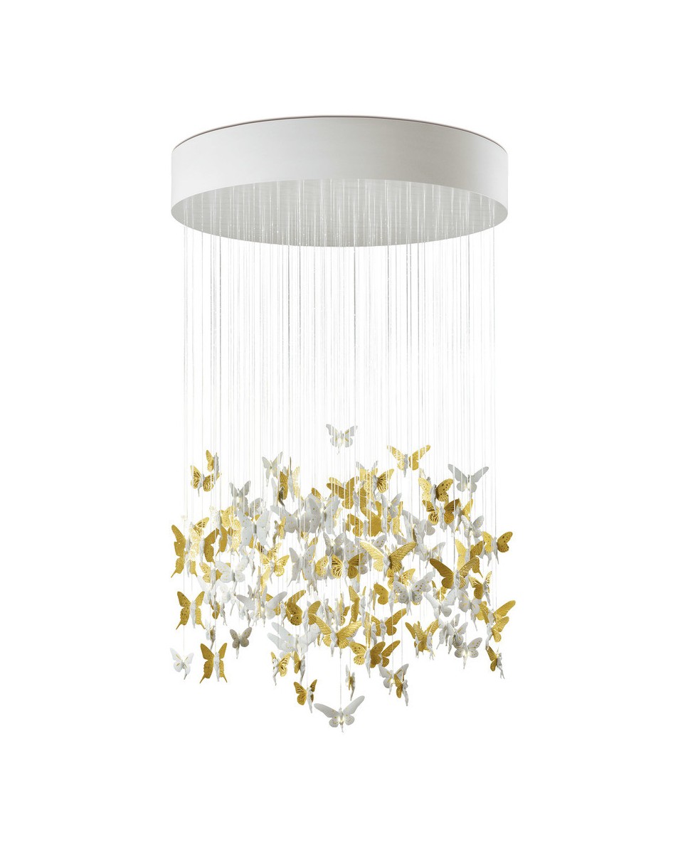 Lladro CHANDELIER NIAGARA 1,35M-ORO: elegância em porcelana