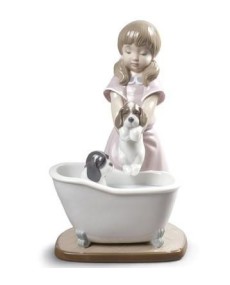 "Lladro Porcelana EL BAÑO DE MIS MASCOTAS 01009280"