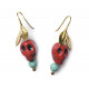 Frida Kahlo Skull Earrings: Lladró Porcelain 01010154