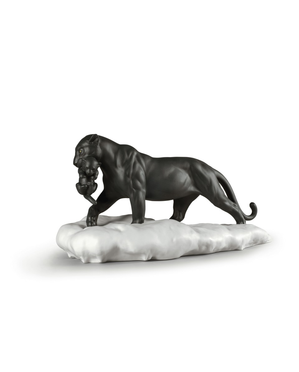 Black Panther with Cub Lladró Porcelain 01009382