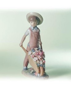 Lladro Wheelbarrow with Flowers Figurine - TicTacArea