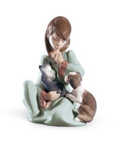 Lladro 01005640 Fillette Avec Chat Et Chiot - TicTacArea