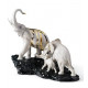 Lladro Celebration Elephants: Exquisite Black Rock Sculpture