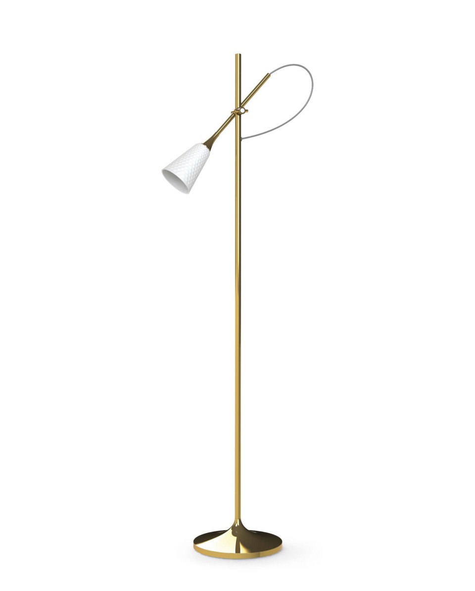 "Jamz Floor Reading Lamp (Gold) - Lladró Porcelain 01024009 | TicTac