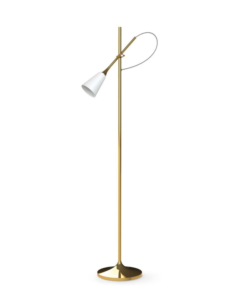 "Jamz Floor Reading Lamp (Gold) - Lladró Porcelain 01024010 UK"