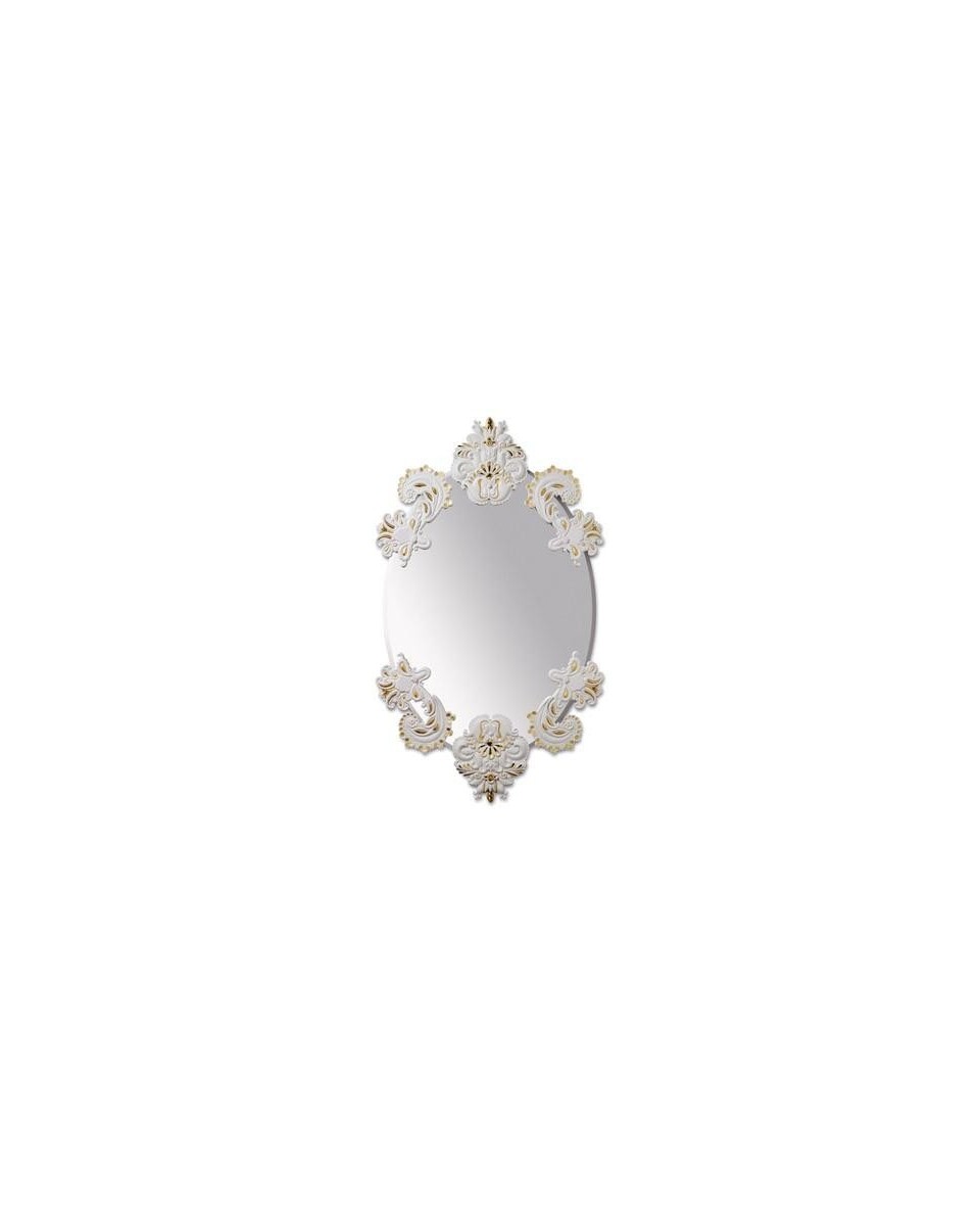 Espejo Oval Lladro Blanco/Oro - Sin Marco