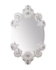 Lladro Oval Mirror - White/Silver Finish