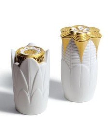 Lladro Naturof Salt & Pepper Shakers Golden - TicTacArea