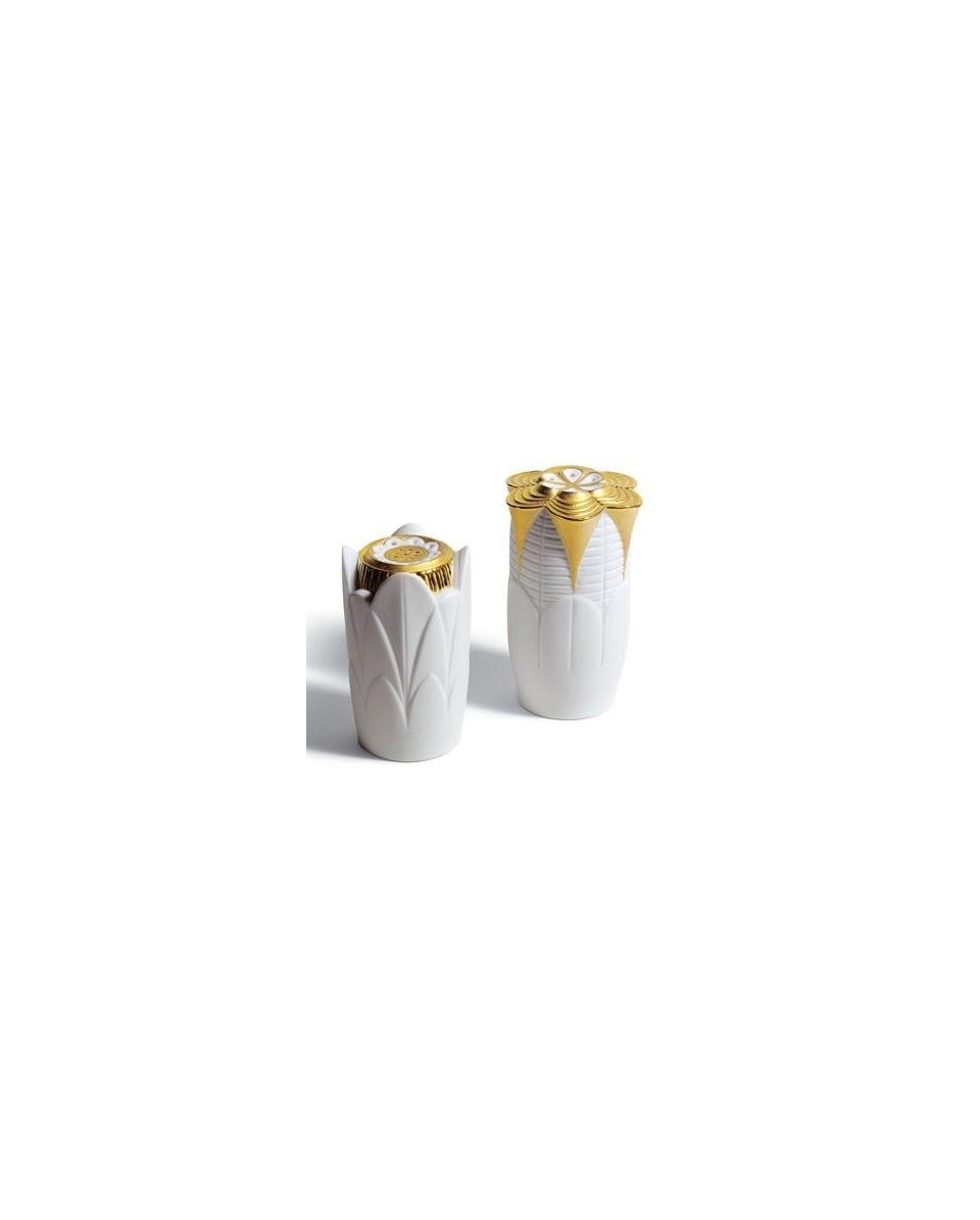 Lladro Naturof Salt & Pepper Shakers Golden - TicTacArea