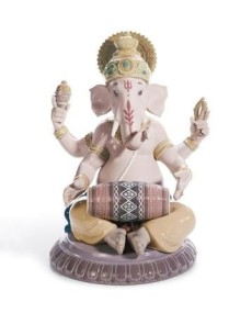 Lladro Ganesha Avec Mridangam Figurine - TicTacArea