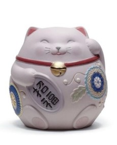 Lladro Maneki Neko III Pink Figurine - TicTacArea.com