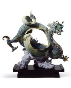 Lladro Auspicious Dragon: Green Beauty