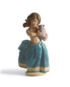 Lladro Little Peasant Girl Blue Figurine - TicTacArea