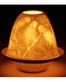 Lladro 01017305 Figurine: Lithophane Votive Light Parrots