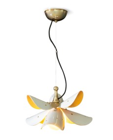 Blossom Hanging Lamp: White-Gold Lladro Porcelain