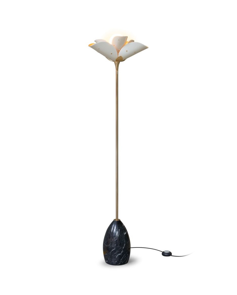 Blossom Floor Lamp White-Gold CE Lladro Porcelain